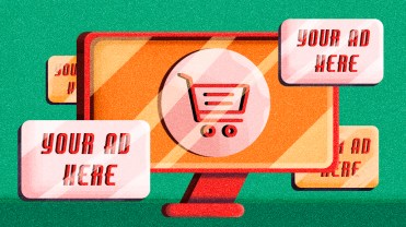Computer screen with various "your ad here boxes" scattered around the corners of the screen